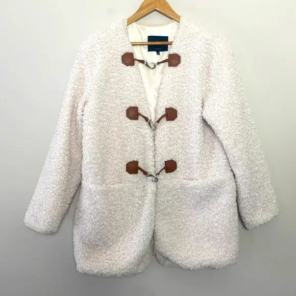 7 FOR ALL MANKIND Cozy Toggle Front Sherpa Teddy Jacket Size S - Picture 2 of 13